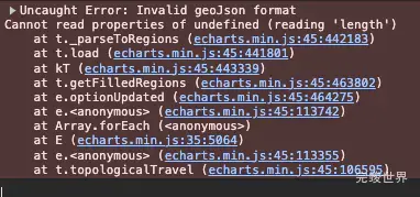 echarts 渲染 geoJson GeometryCollection报错Invalid geoJson format